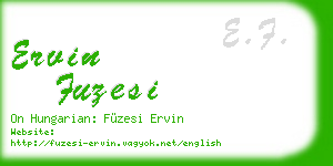 ervin fuzesi business card